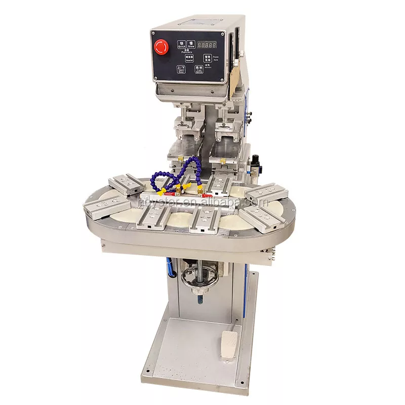 İki Renkli Döner Tablalı Tampon Baskı Makinesi